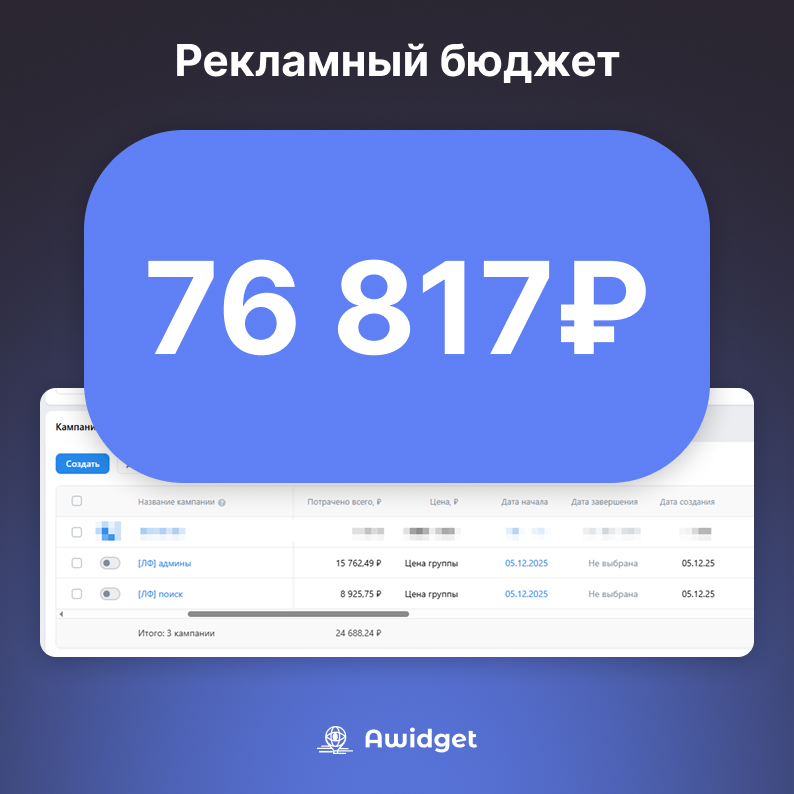 76 817₽ рекламный бюджет